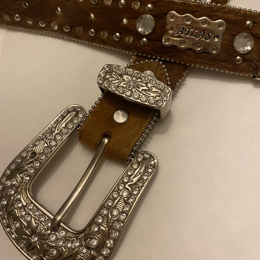 WB Altas Silver w/ Crosses LEATHER/Fur Belt